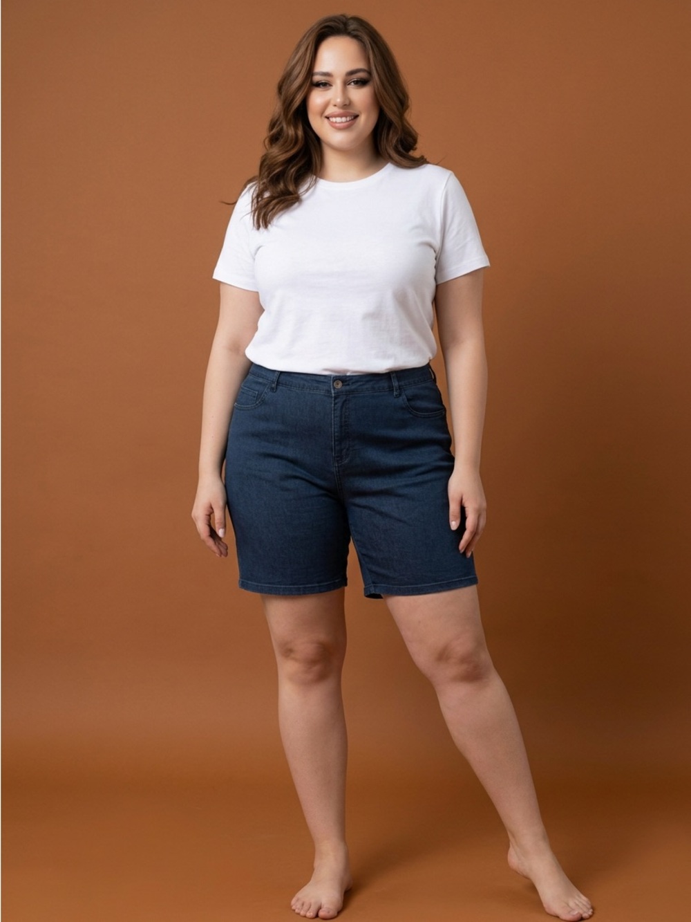 Catherines Women's 3X Everyday Fit Super Stretch Chambray Denim Shorts